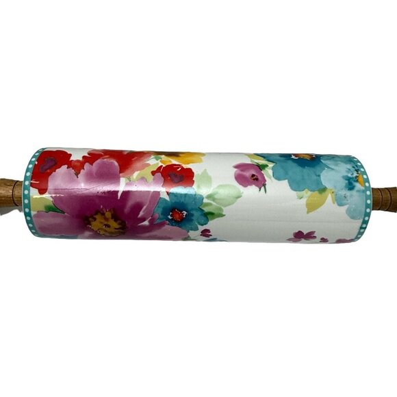 The Pioneer Woman Rolling Pin Floral Ceramic Wood Handles Breezy Blossoms - Picture 7 of 11